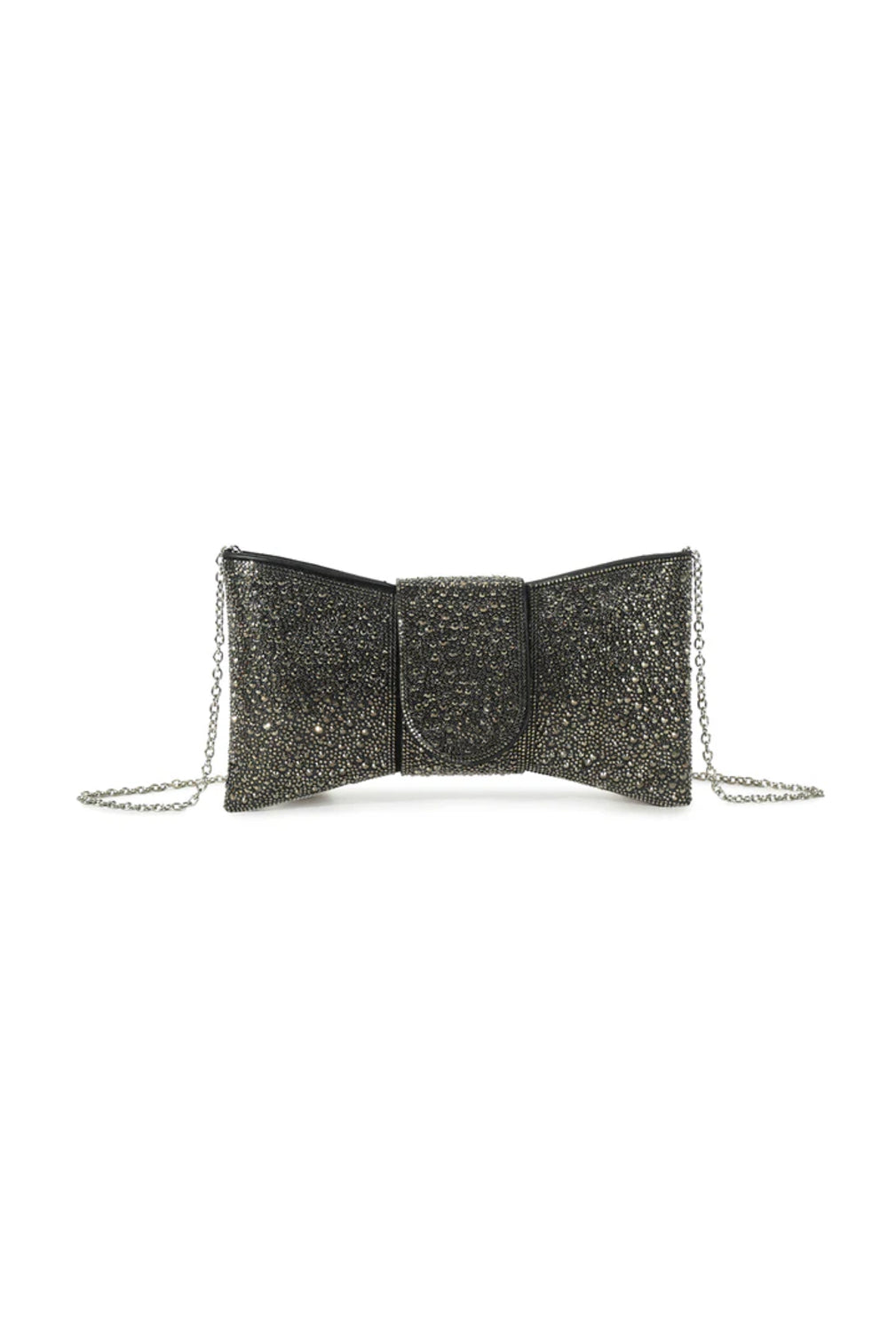 Black Diamante Bow Clutch Bag