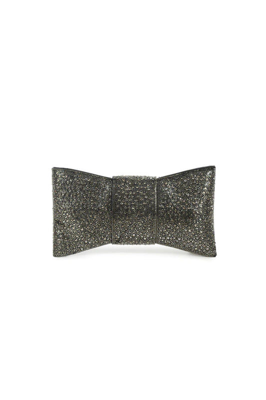 Black Diamante Bow Clutch Bag