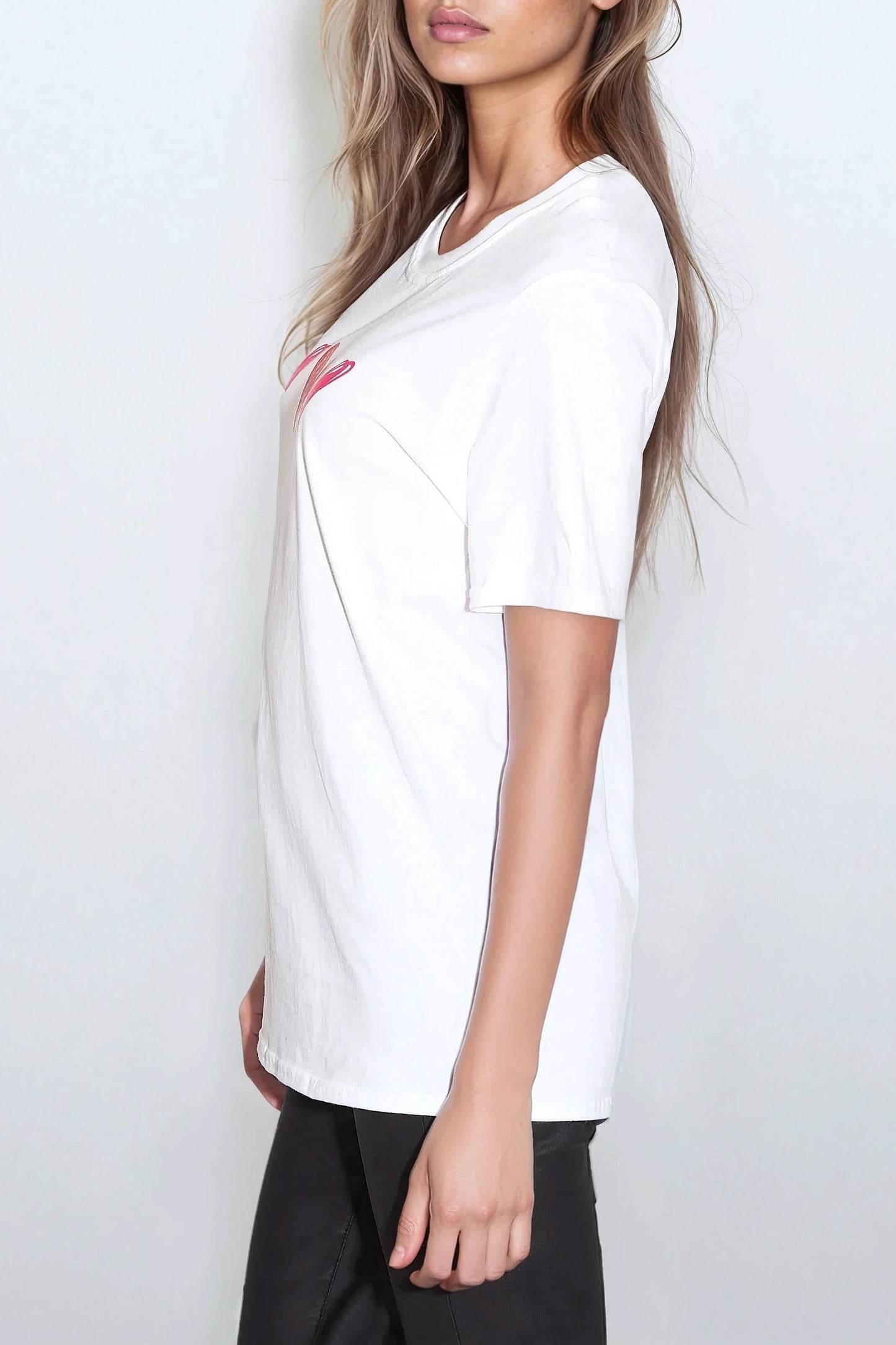 White Hearts Printed T Shirt
