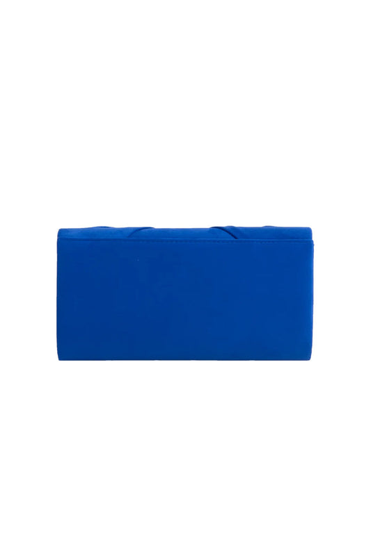 Royal Blue Suede Clutch Bag with Knot Detail